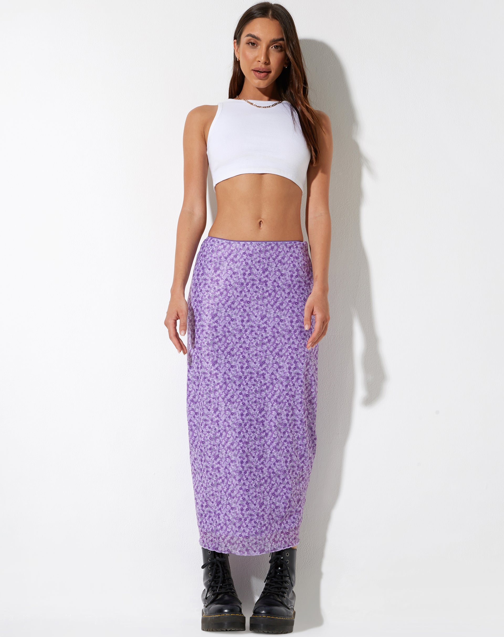 Image of Lassie Maxi Skirt in Daisy Floral Lilac