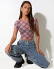 image of Tiney Crop Top in Pink Blurred Check