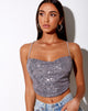 Image of Laxmi Crop Top in Drape Sequin Silver