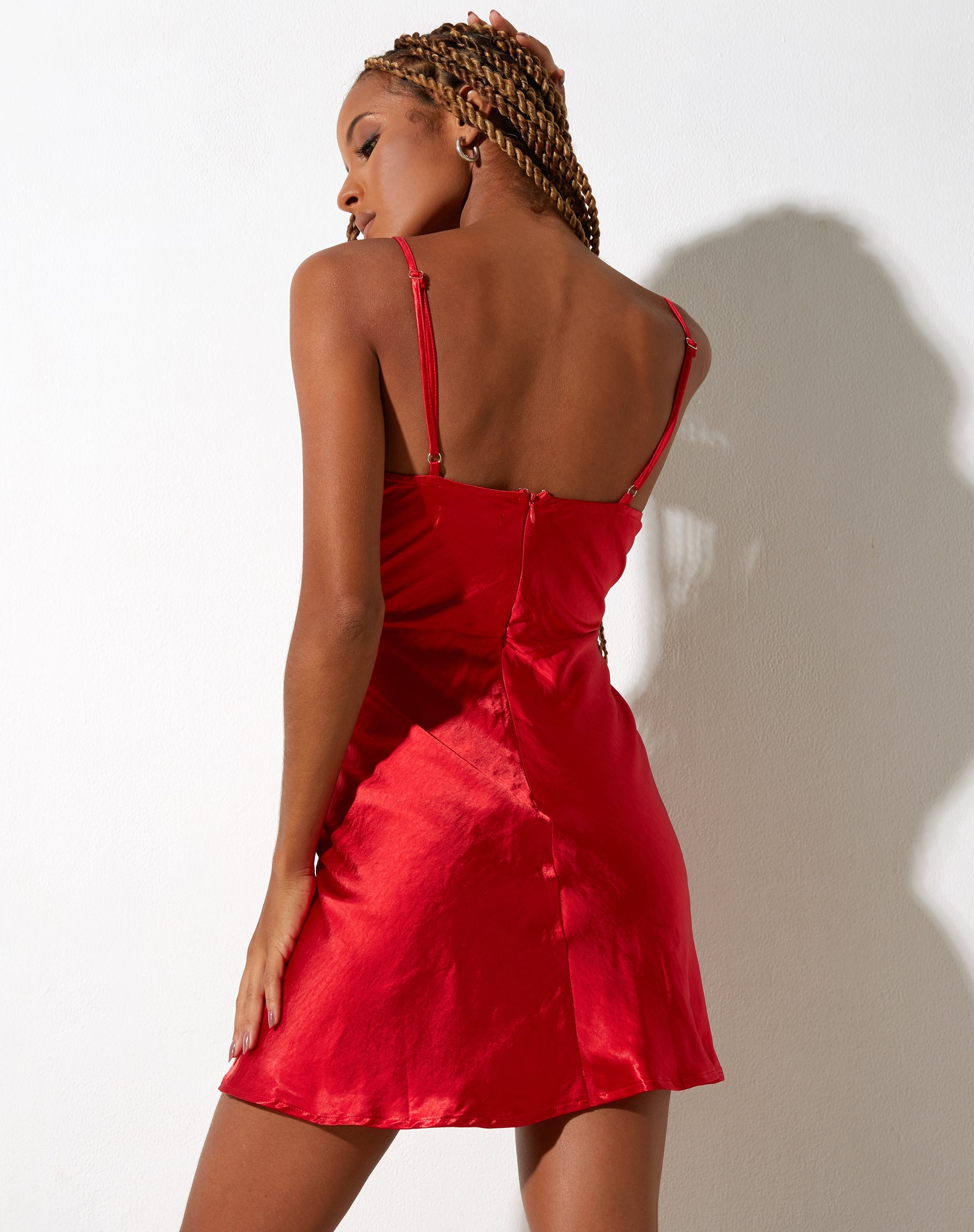 image of Lebby Mini Dress in Satin Red