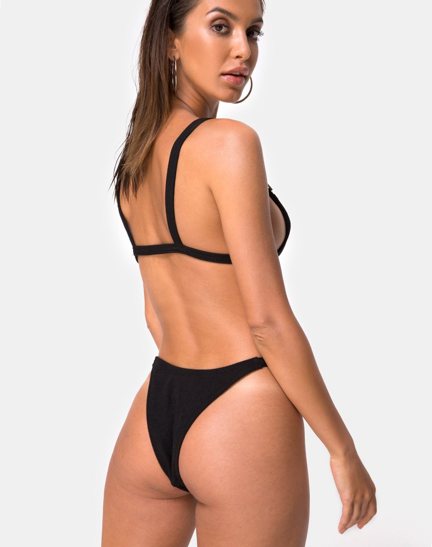 Image of Leema Bikini Bottom in Black Rib