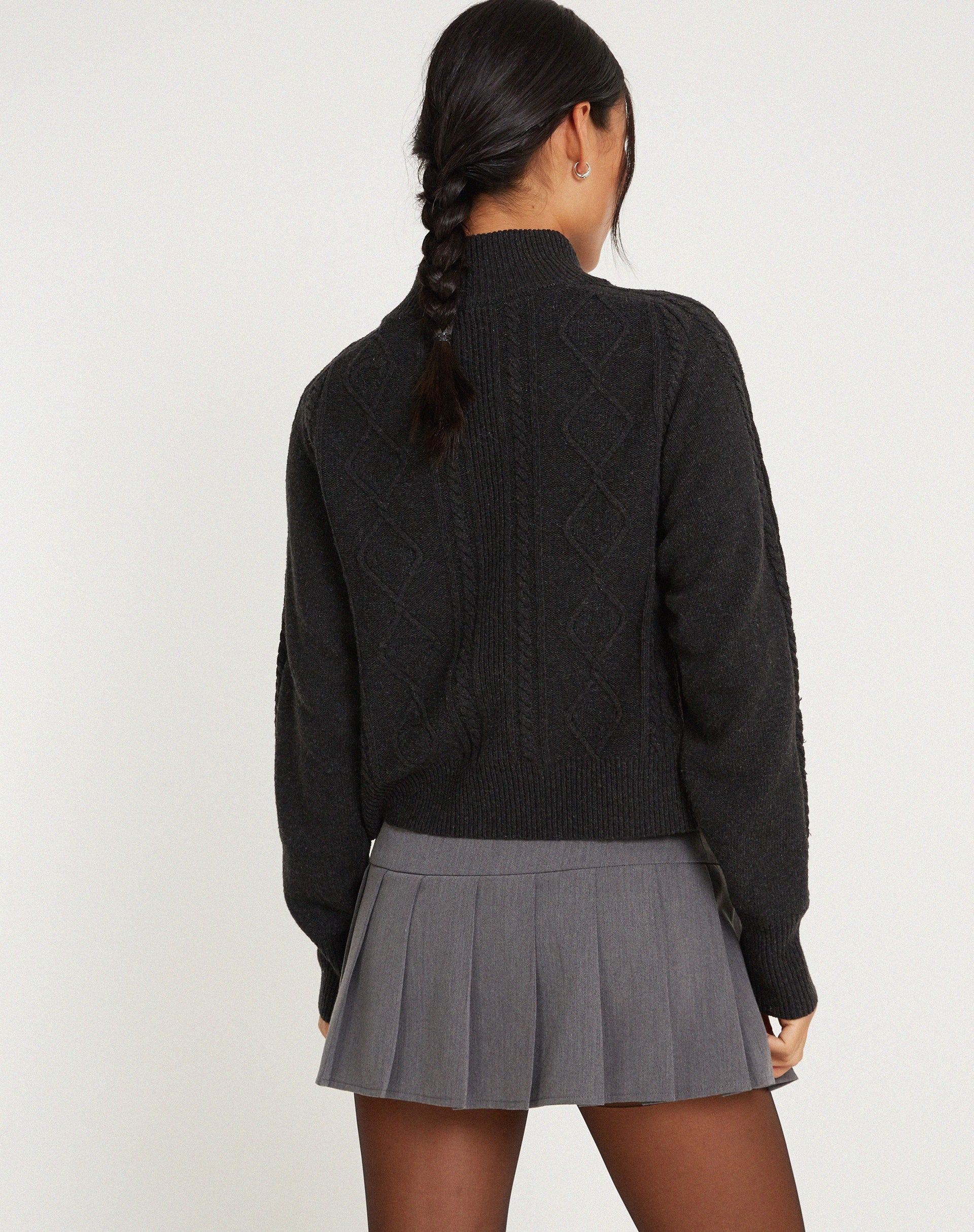 image of Lemila Cable Knit Jacket in Dark Shadow