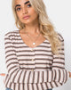 Image of Lesea Crop Top in Rib Stripe Cream Black and Tan