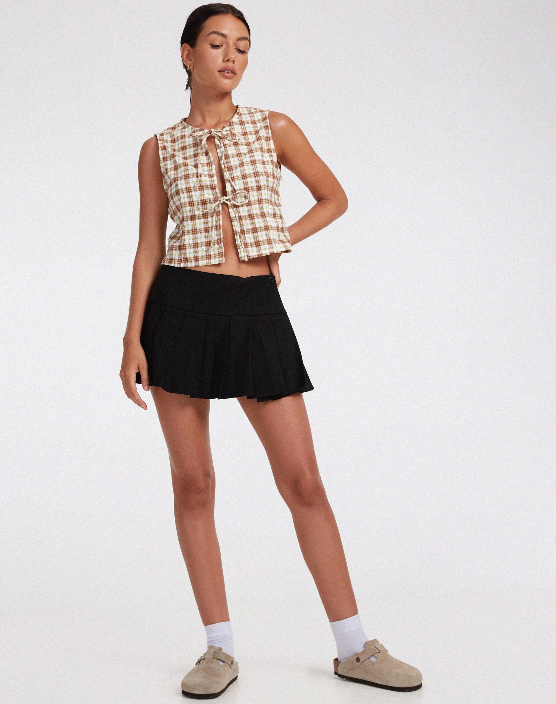 image of Ley Top in Yellow and Brown Check