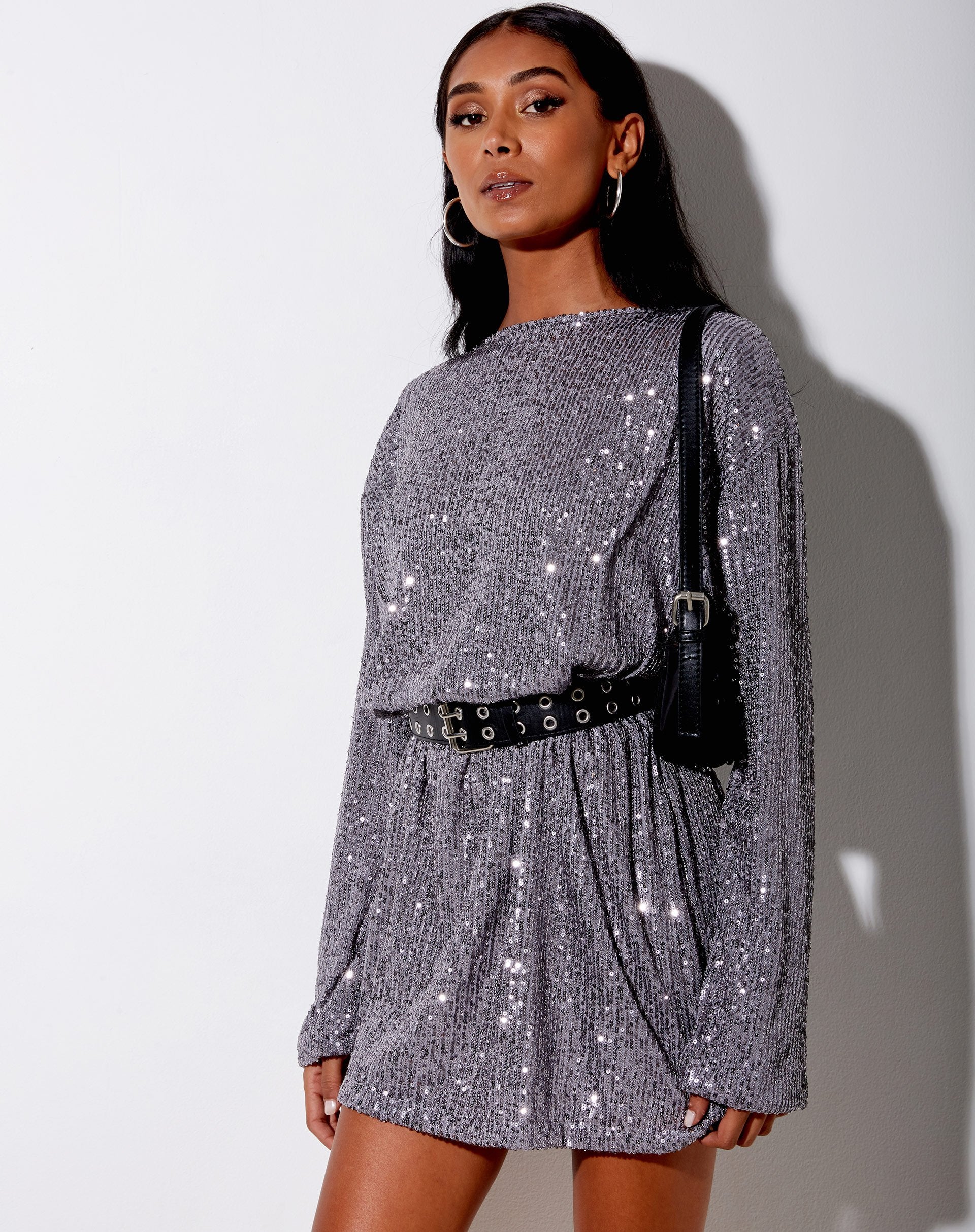 Image of Liama Dress in Stretch Sequin Silver