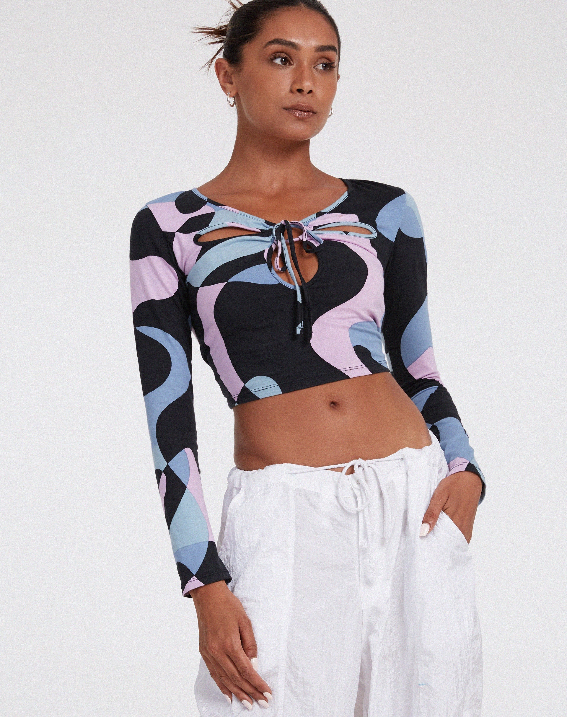 image of Licora Crop Top in Abstract Purple