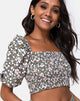 Image of Lilian Crop Top in Floral Field Olive
