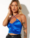 Image of Lily Crop Top in Satin Blue