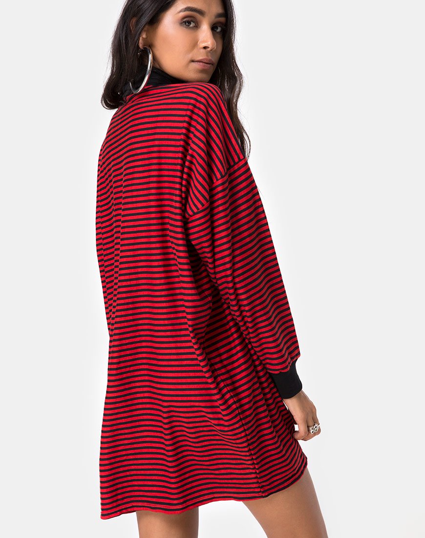 Image of Losha Sweatshirt in Mini Stripe Red and Black