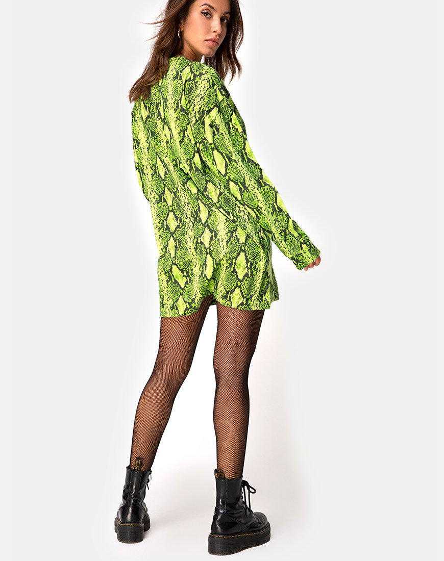Image of Lotsun Jumper Dress in Snake Lime
