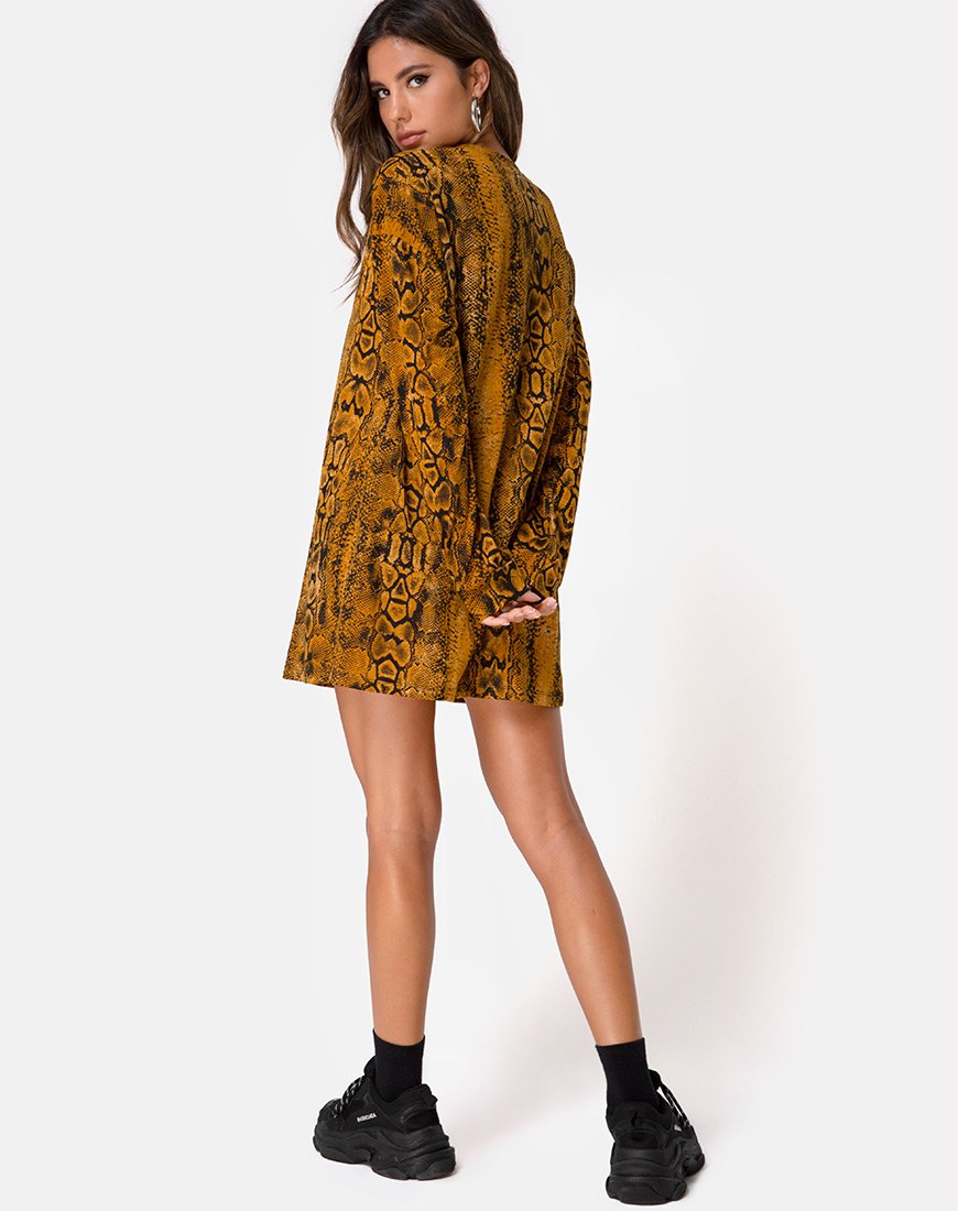 Mustard snake print dress sale