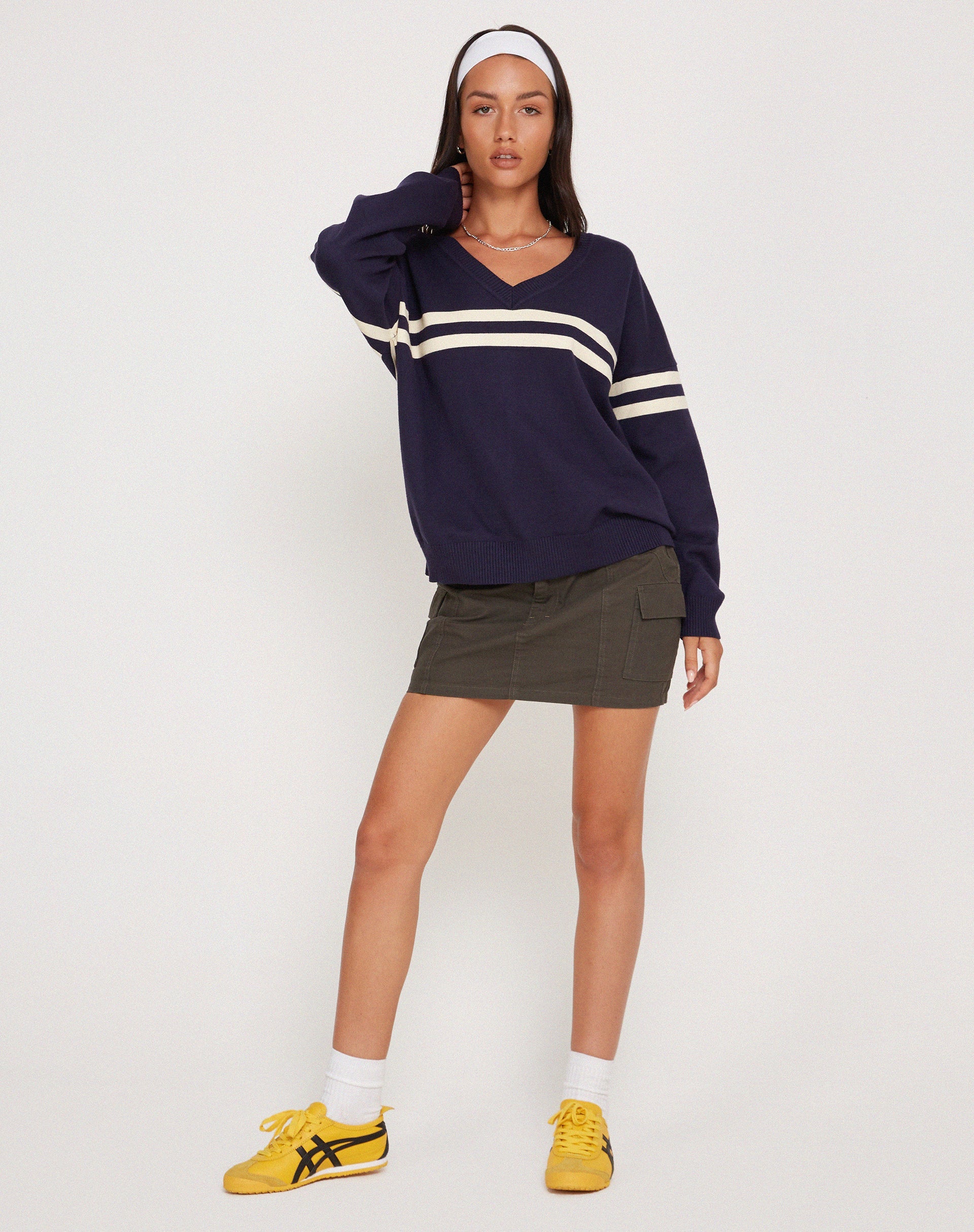Image of Louna Jumper in Peacoat Blue with White Stripe