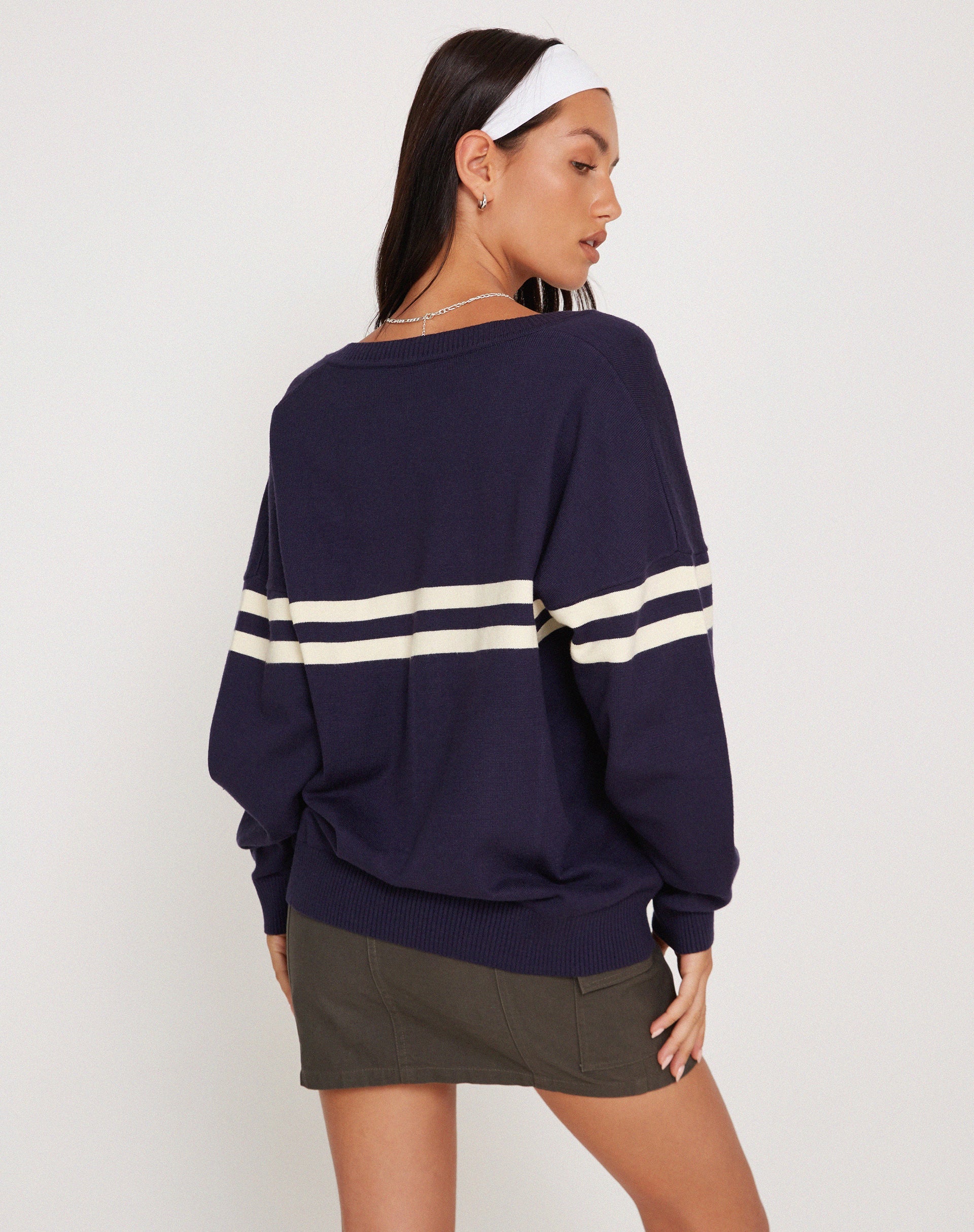 Image of Louna Jumper in Peacoat Blue with White Stripe