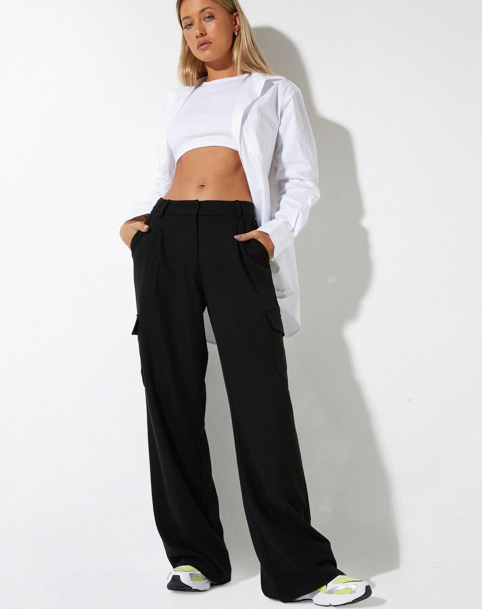 Low Rise Criss Cross Suit Trousers Black  SourceUnknown