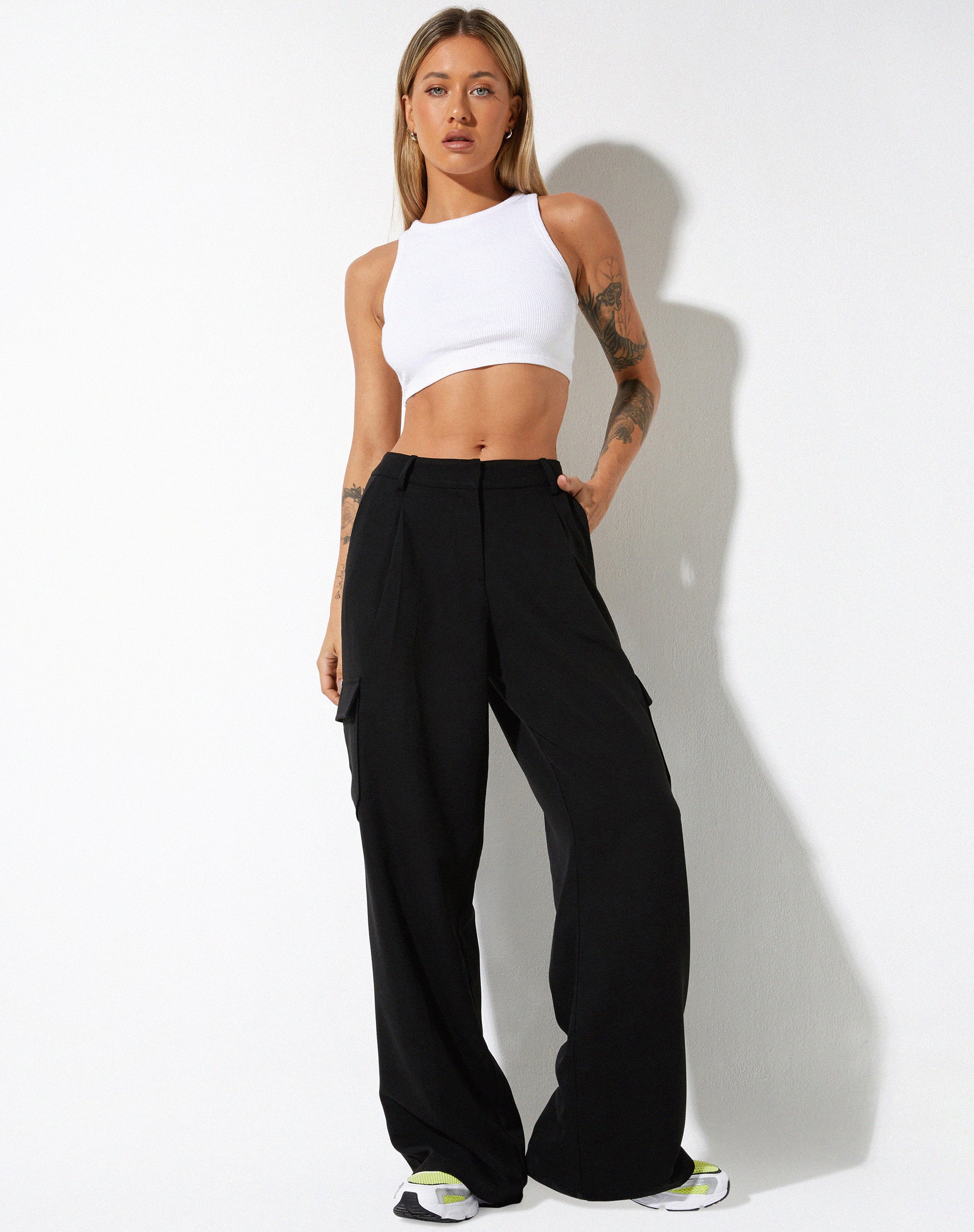 image of image of Low Rise Abba Cargo Trouser in Tailoring Black