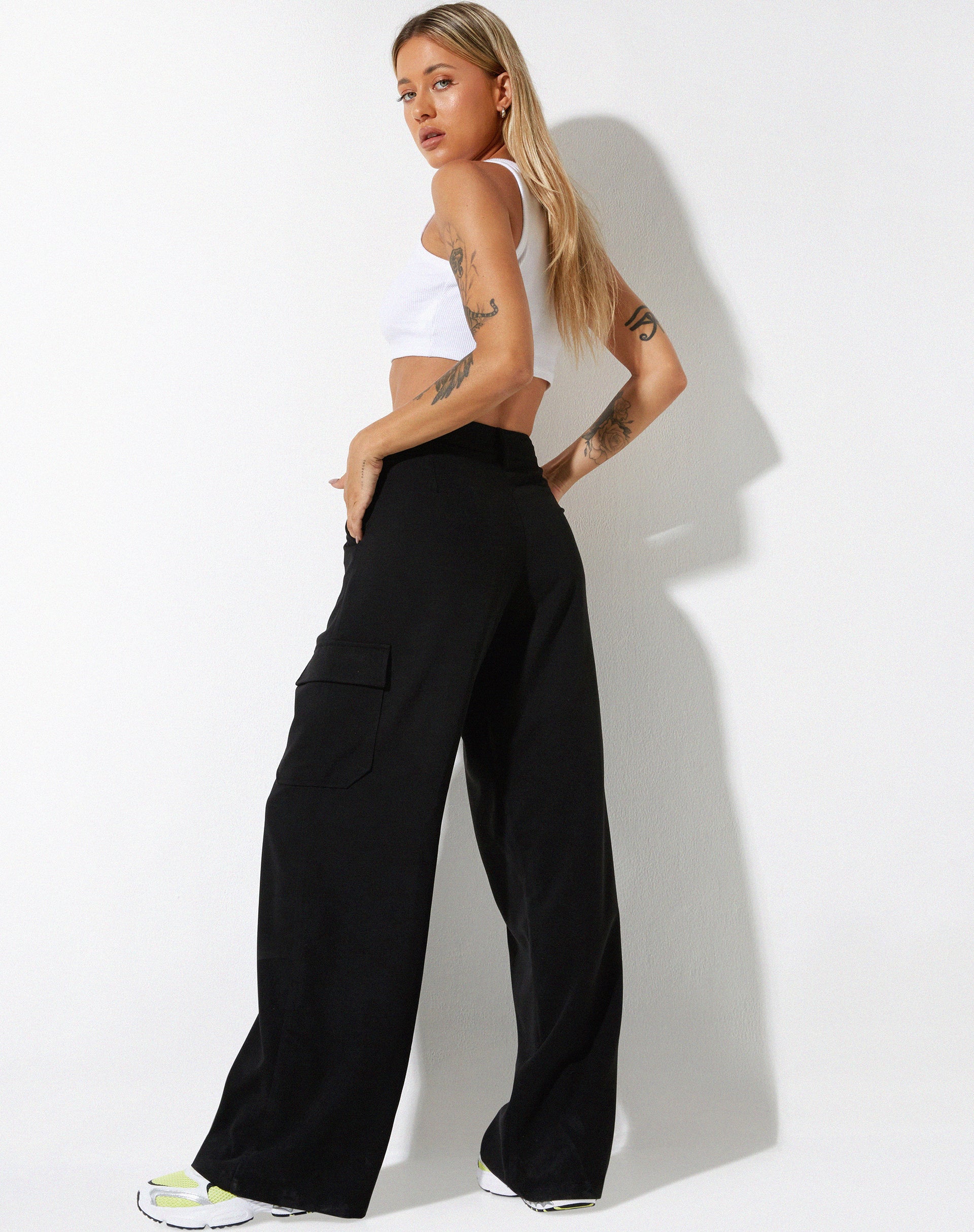 image of image of Low Rise Abba Cargo Trouser in Tailoring Black