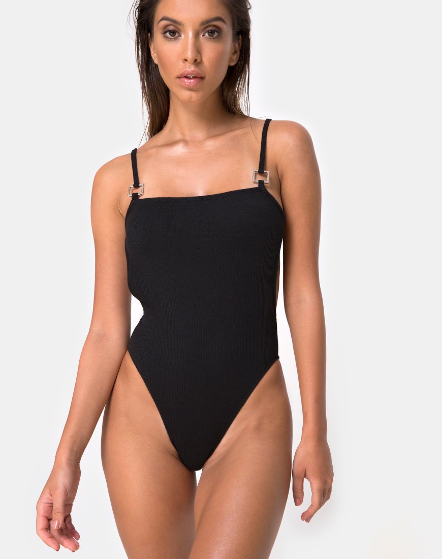 Luelle Swimsuit in Mini Rib Black