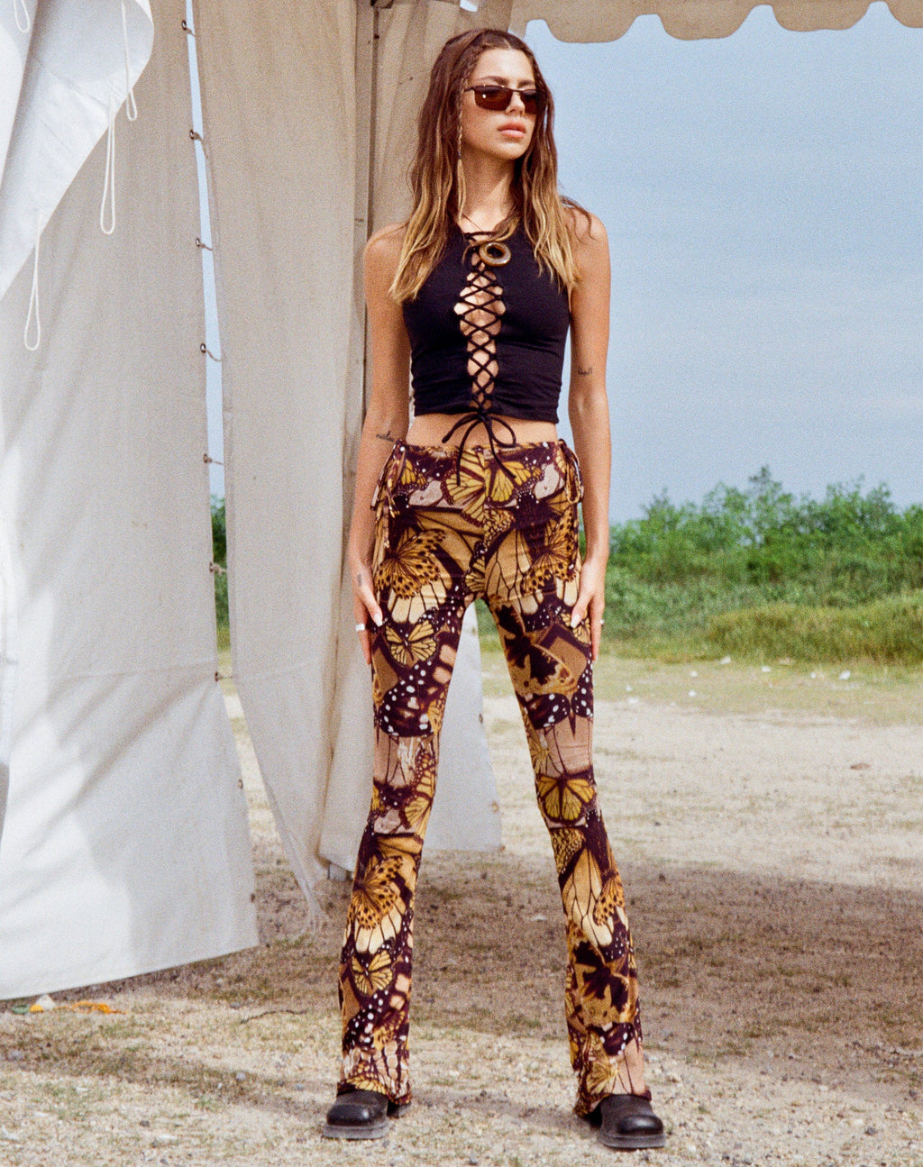 Mileri Flare Trousers in Butterfly Gold