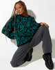Image of Mably Jumper in Jagged Swirl Green and Black