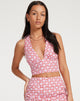 image of Nanda Crop Top in Apple Check Blush Red
