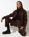 Image of MOTEL X IRIS Parallel Trouser in Croc PU Dark Brown