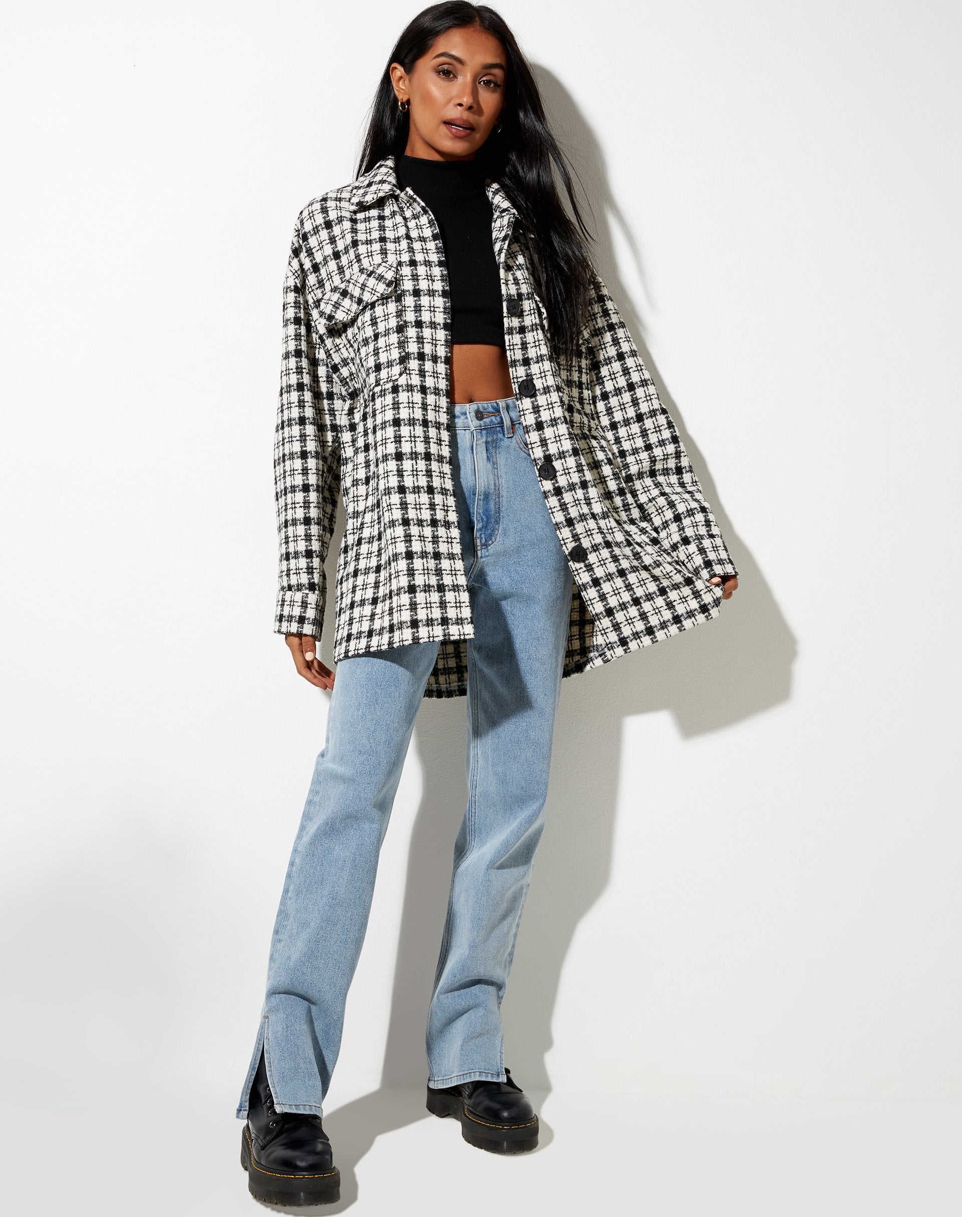 Image of Marcella Shirt in Black and White Check