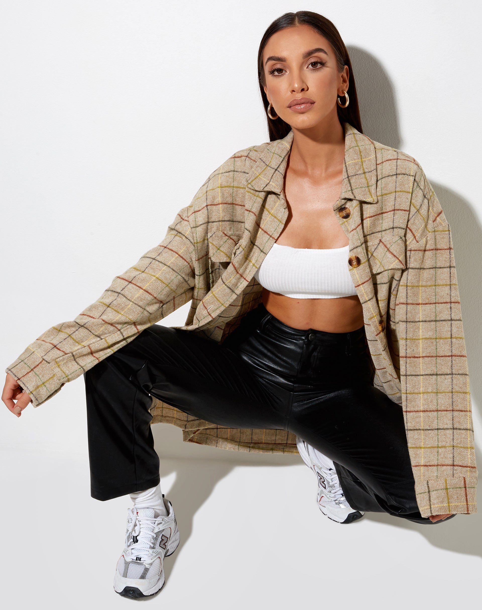 Image of Marcella Shirt in Check Brown Yellow Green