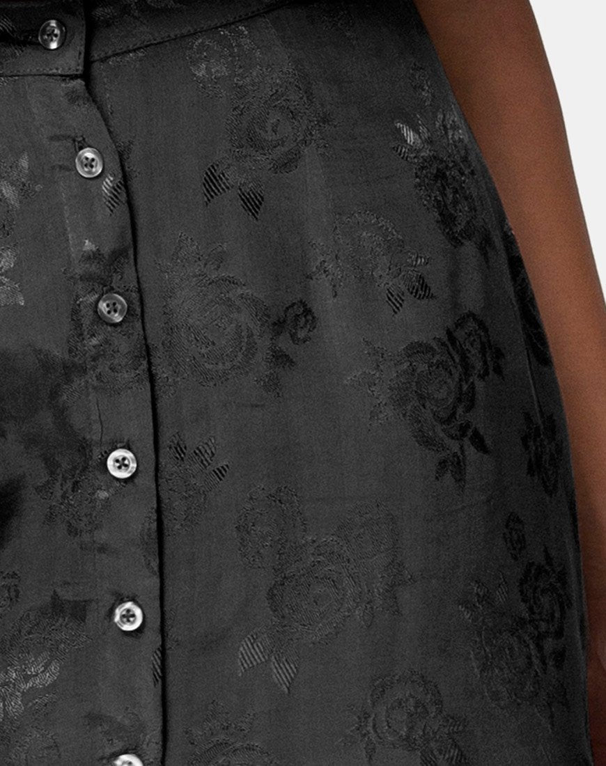 Image of Marni Midi Skirt in Satin Rose Black