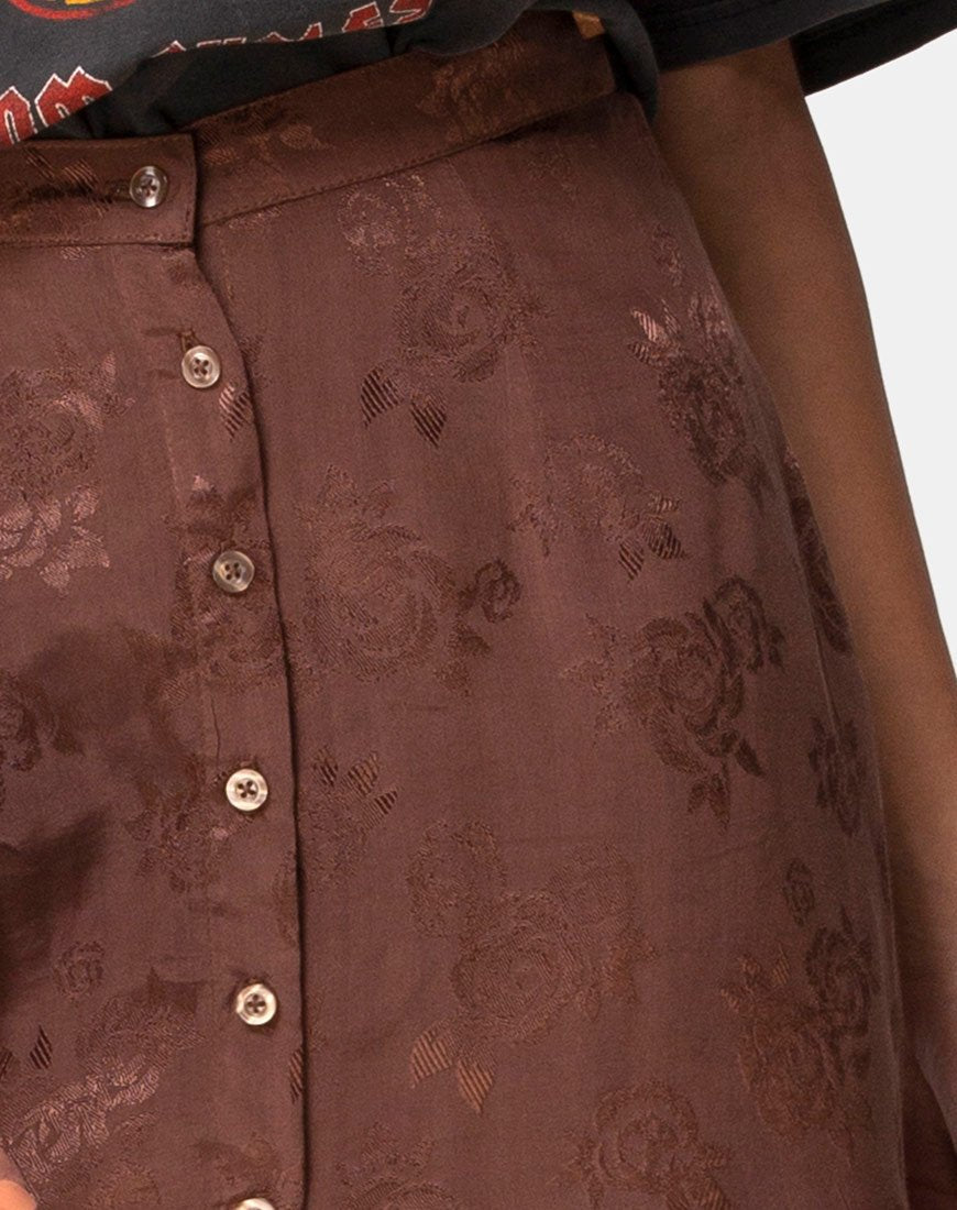 Image of Marni Midi Skirt in Satin Rose Chocolate