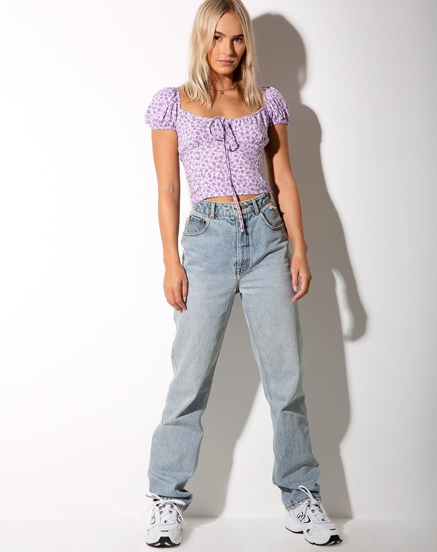 Image of Mazu Top in Ditsy Rose Lilac