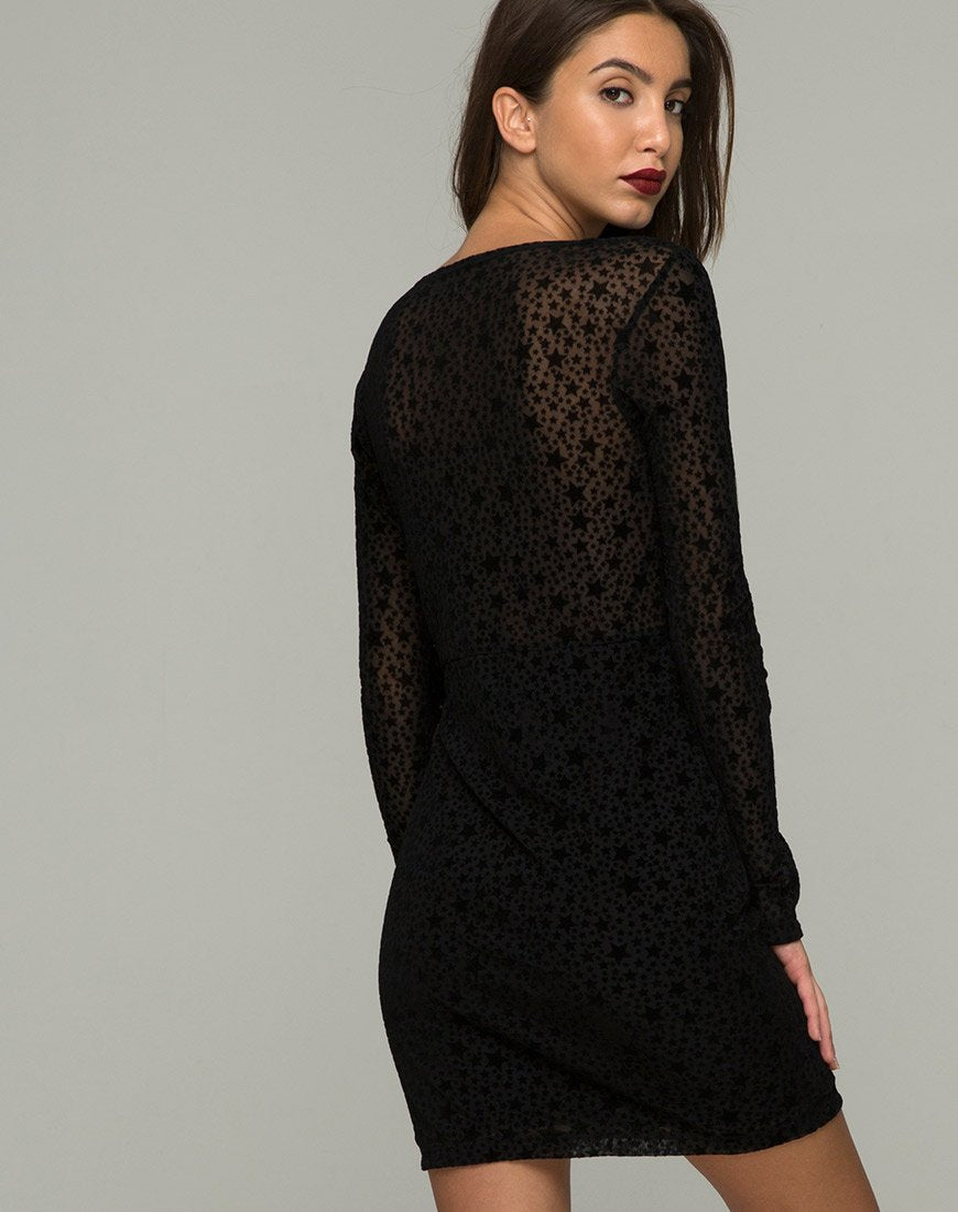 Image of Meli Plunge Dress in Flock Star Lace Black