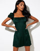 Image of Menta Mini Dress in Satin Cheetah Forest Green