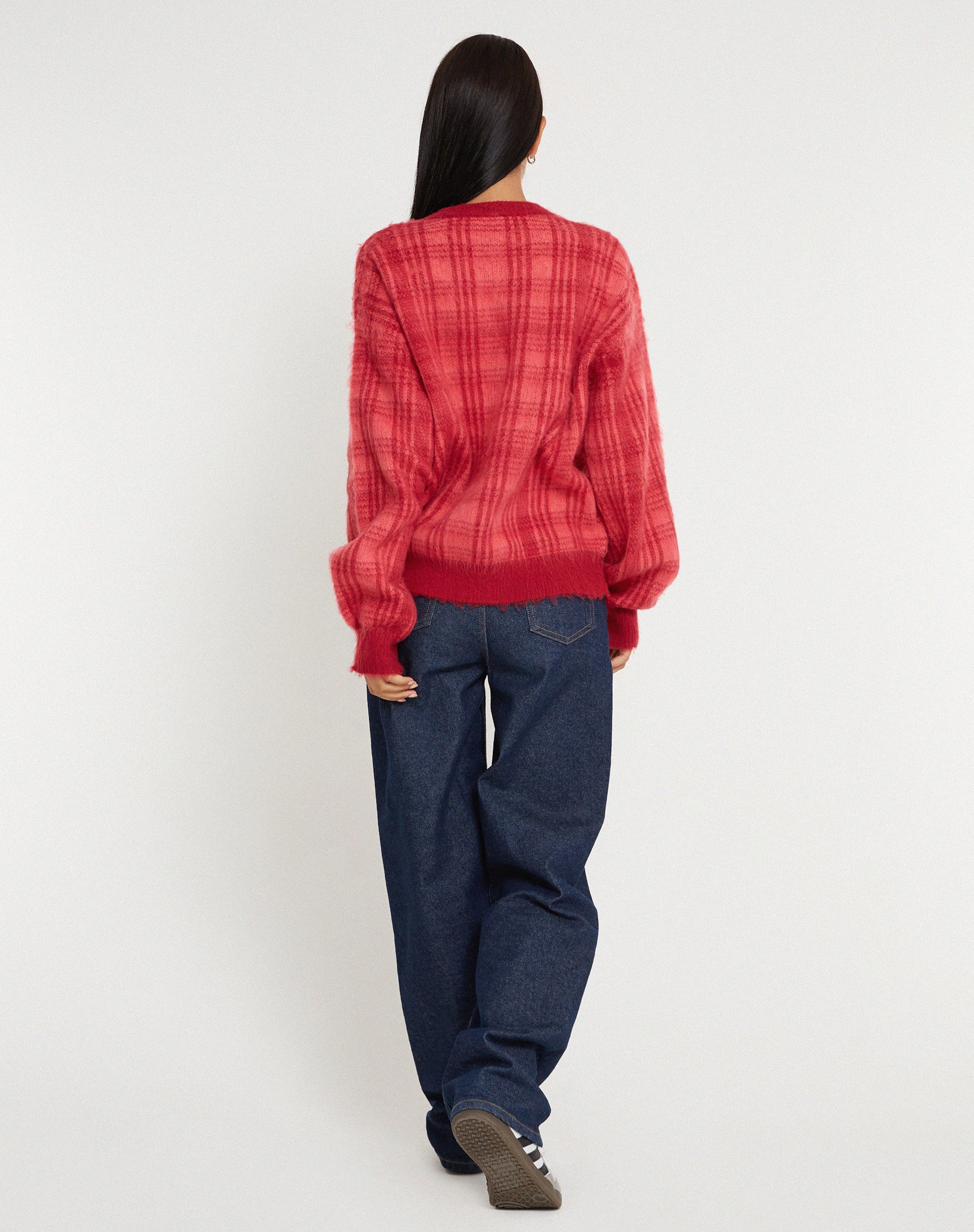 image of Mihail Knitted Jumper in Red and Pink