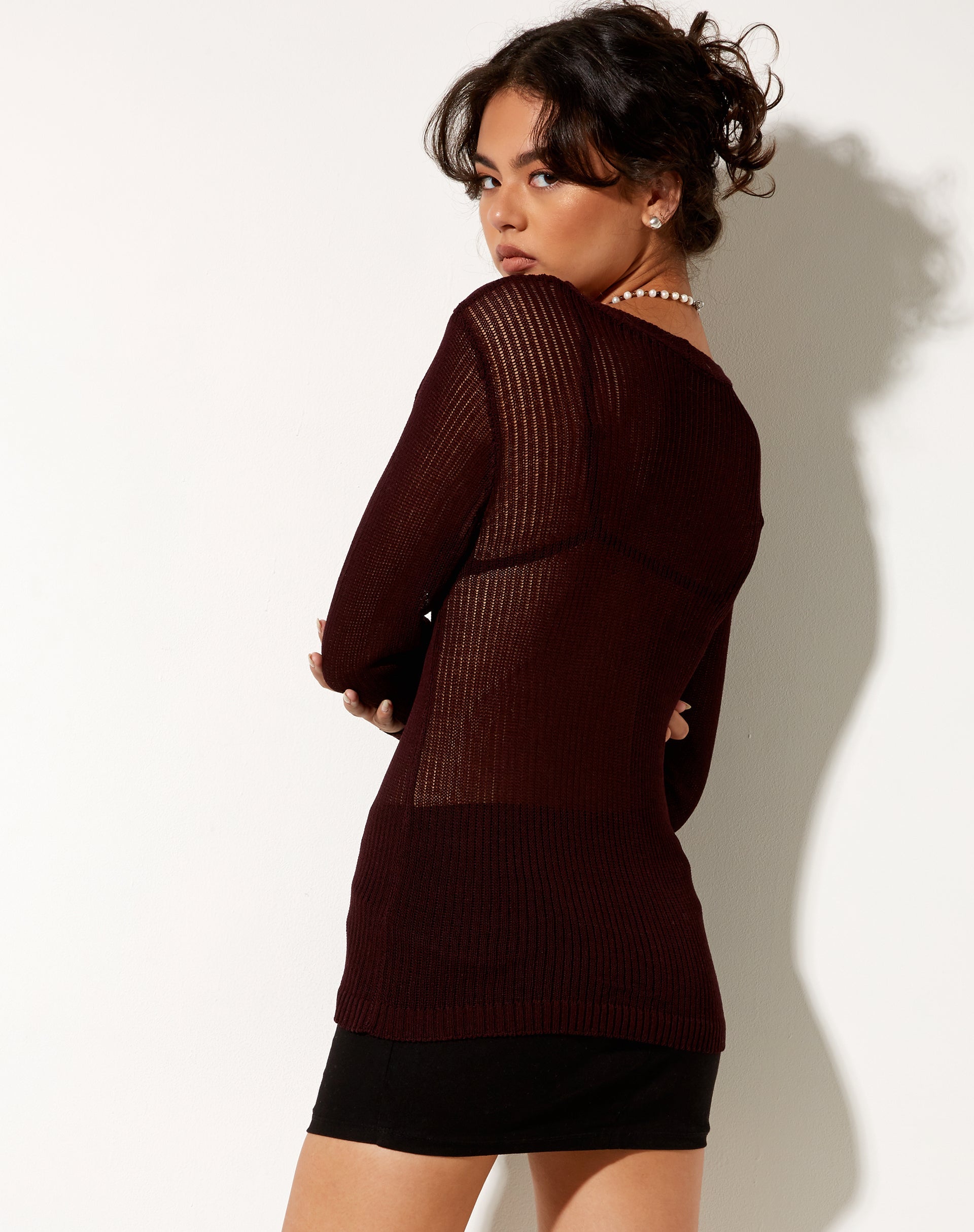 Image of Mila Cardi in Knit Bitter Chocolate