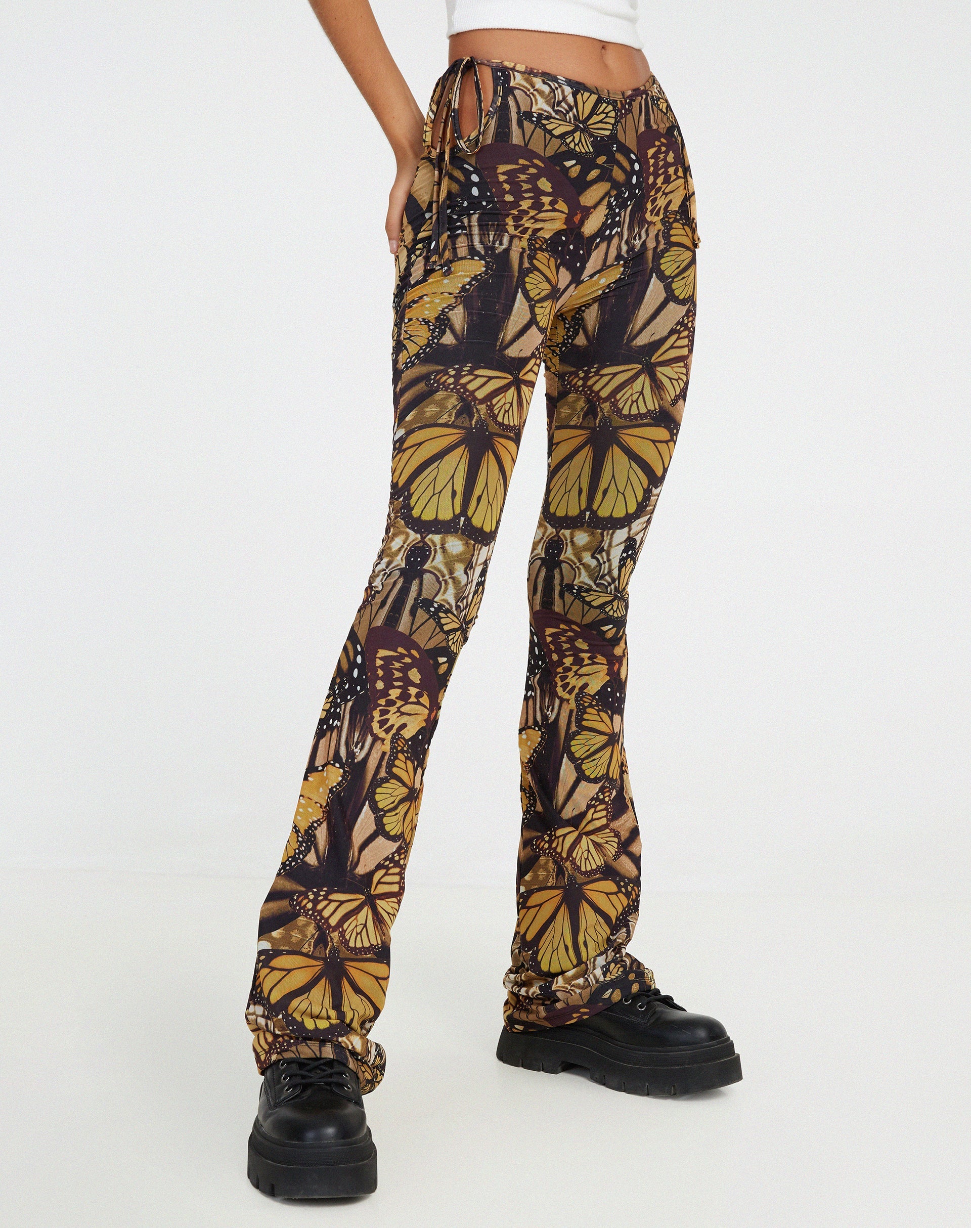 image of Mileri Flare Trousers in Butterfly Gold
