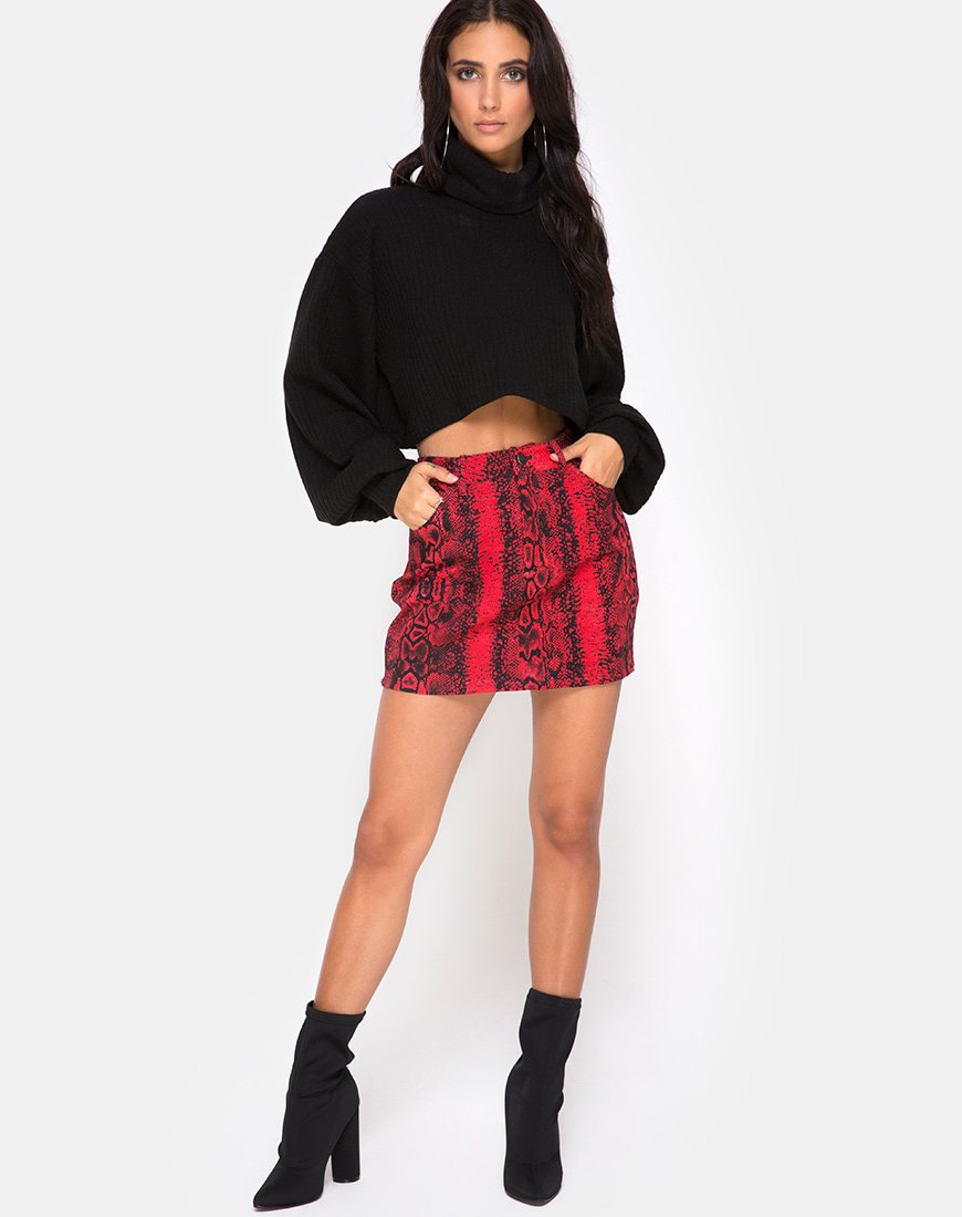 Image of Mini Broomy Skirt in Red Snake