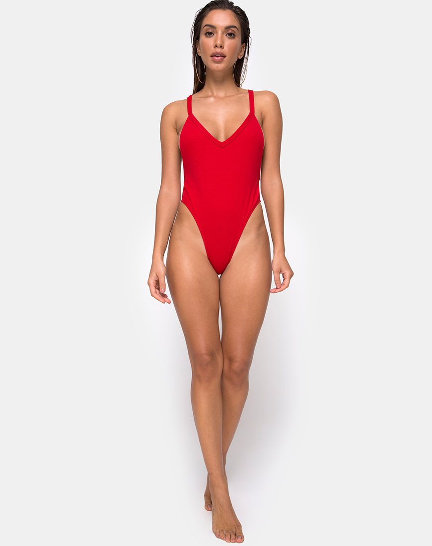 Image of Miro Swimsuit in Red Rib