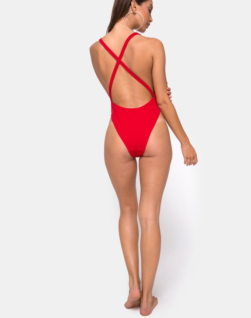 Image of Miro Swimsuit in Red Rib