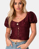 Image of Monda Top in Satin Cheetah Burgundy