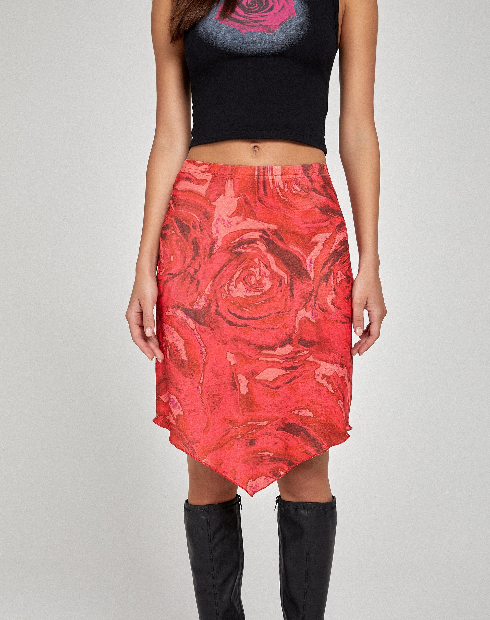 image of Lonaka Bodycon Skirt in Rose Petal Red
