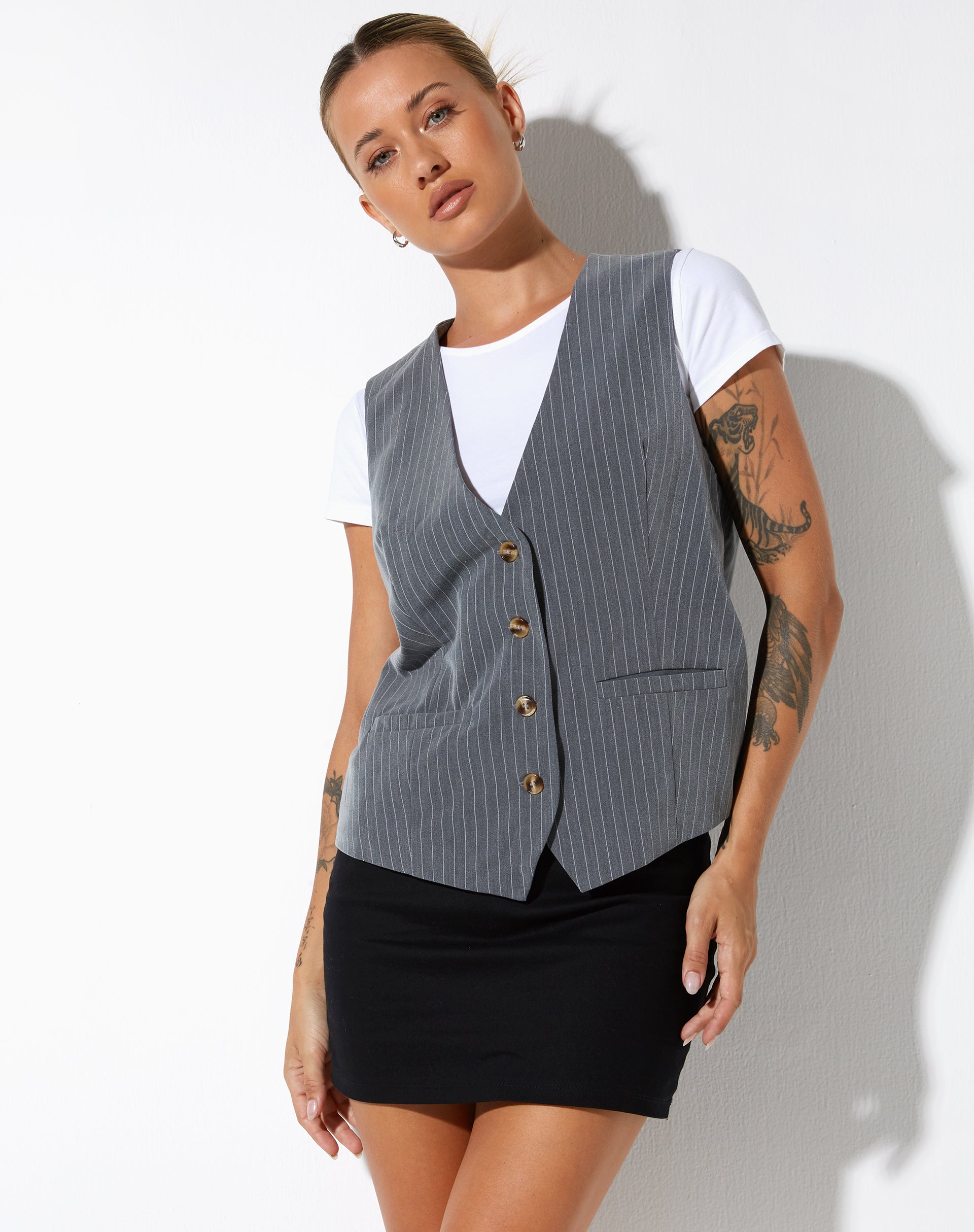 Grey clearance pinstripe vest