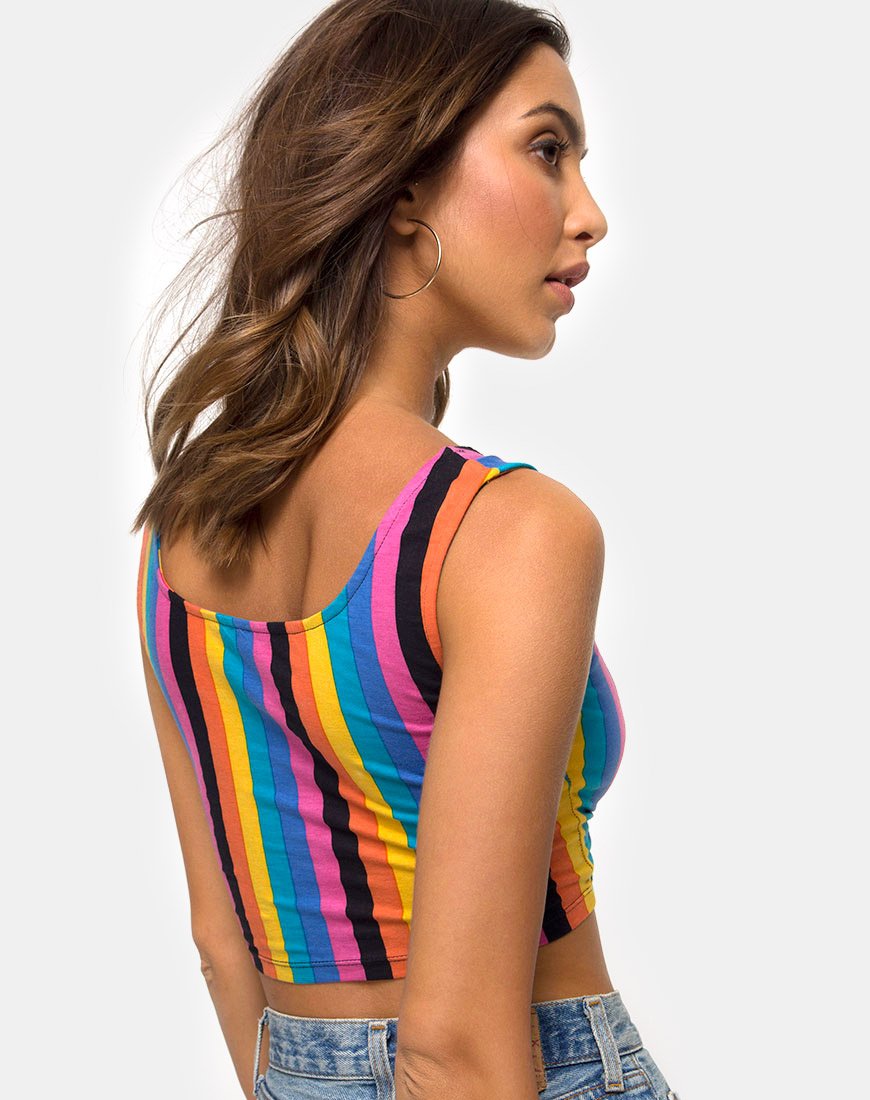 Mucell Crop Top in New Vertical Mixed Stripe