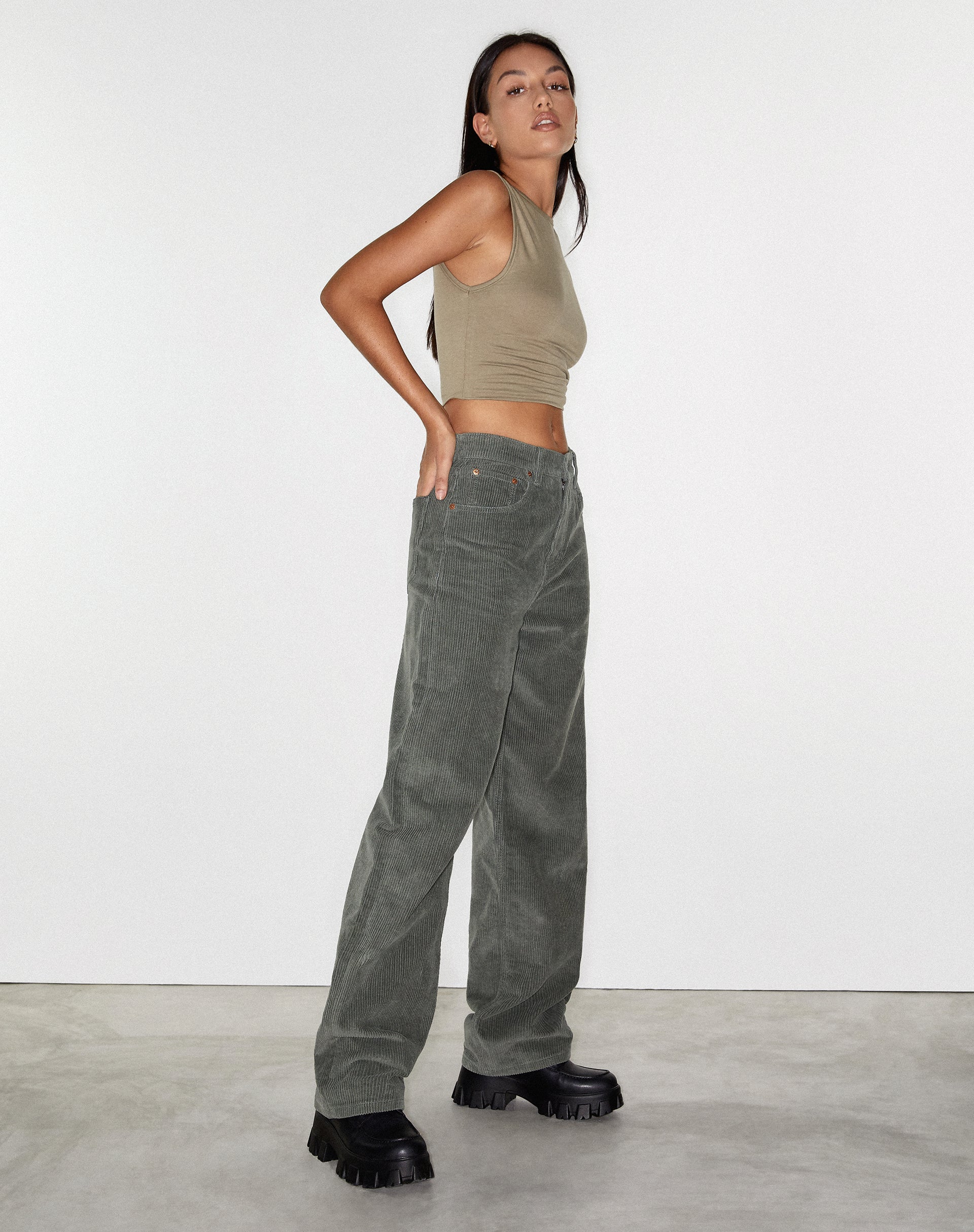 Image of Parallel Jean in Cord Olive