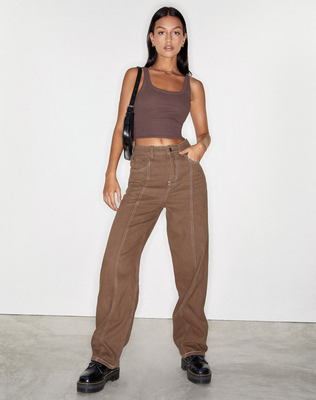 Seam Parallel Jeans in Rich Brown