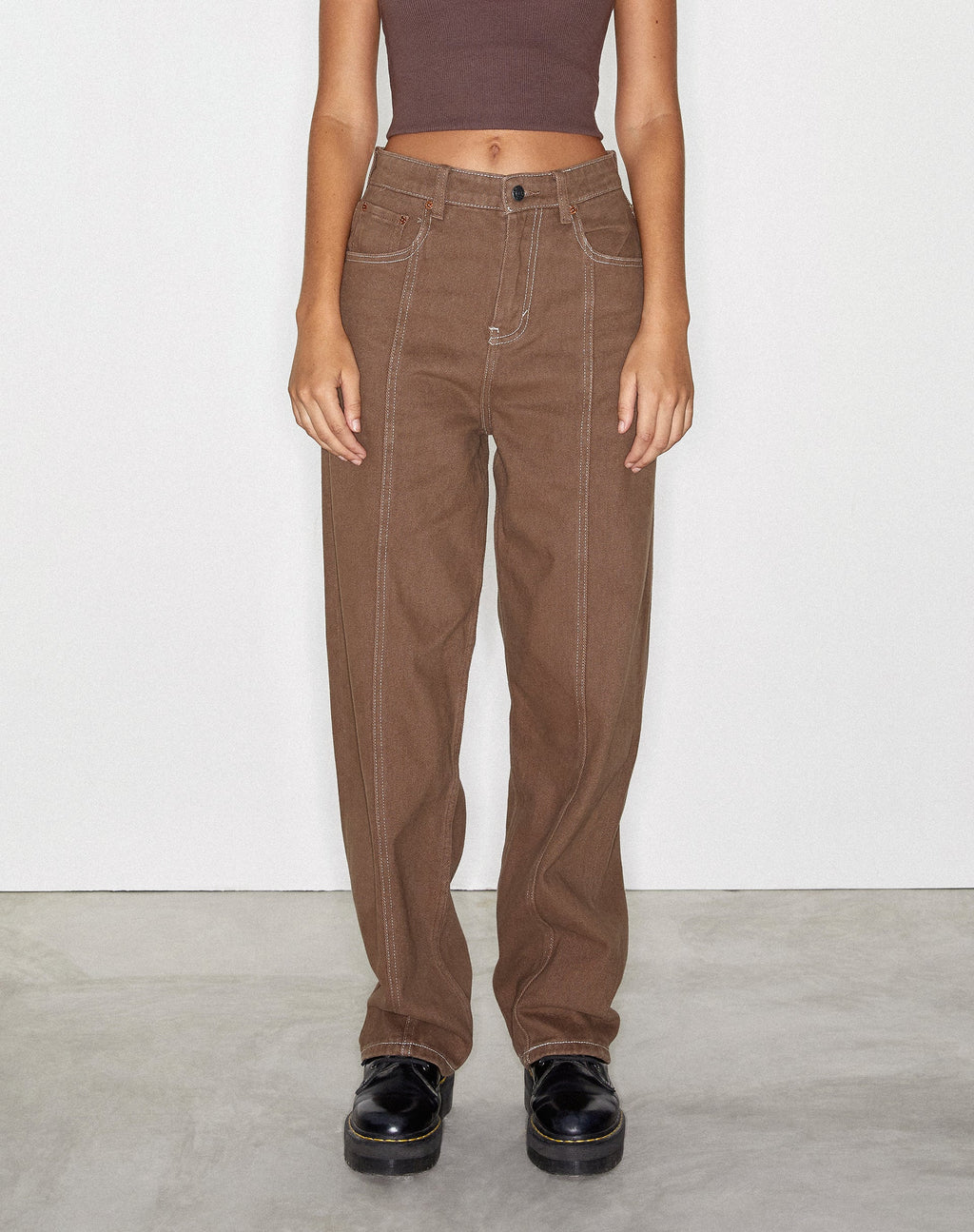Seam Parallel Jeans in Rich Brown