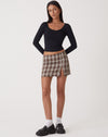 MOTEL X OLIVIA NEILL Pelma Mini Skirt in Check Tan Brown