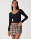 Image of MOTEL X OLIVIA NEILL Pelma Mini Skirt in Check Tan Brown