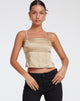 image of Nandina Top in Satin Olive Gold