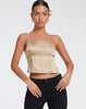 image of Nandina Top in Satin Olive Gold