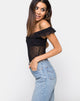 Image of Natalia Off The Shoulder Bodice in Polka Net Black